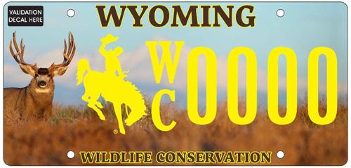 Wyoming wildlife conservation license plate