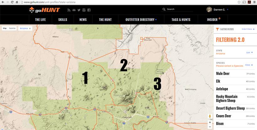 Dividing a hunting unit into separate parts