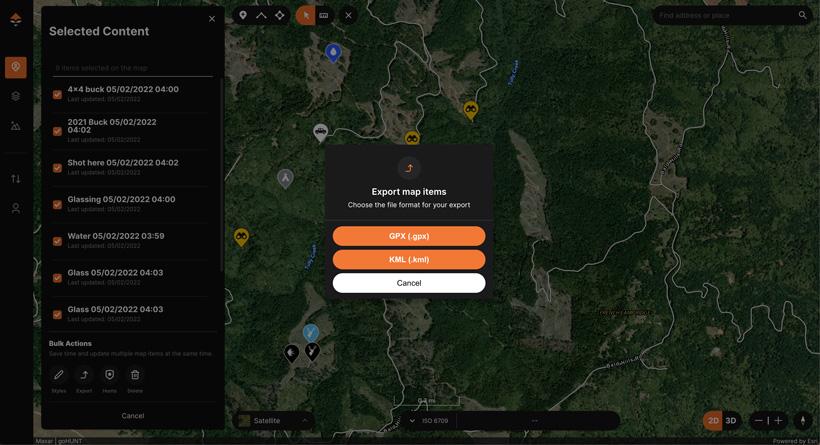Exporting waypoints as .KML or .GPX file from GOHUNT Maps