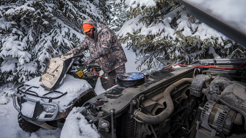 Jump starting ATV while hunting late season