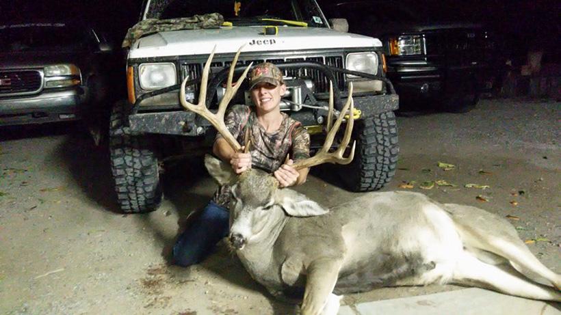 Seth rogers wife with her giant mule deer buck