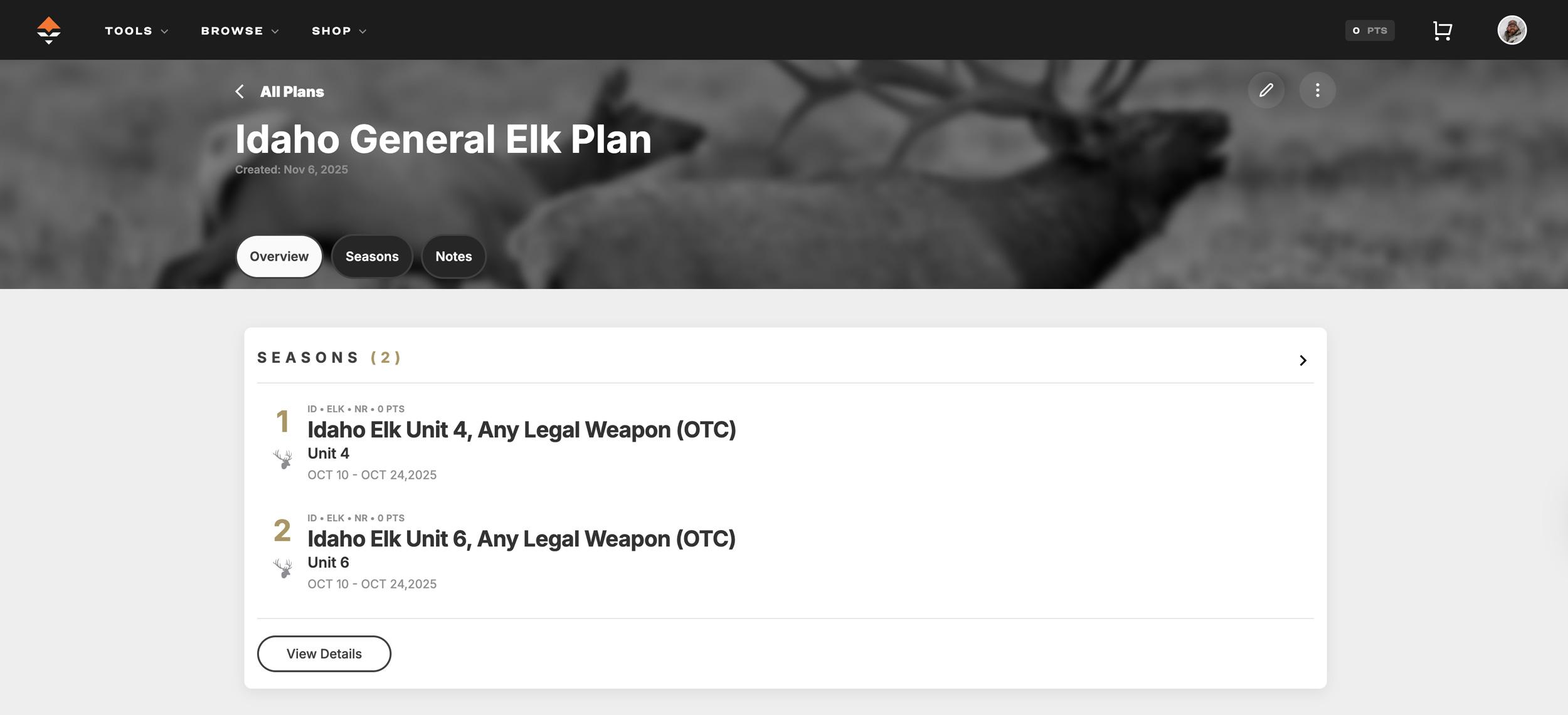 Idaho elk hunt plan on GOHUNT Hunt Planner