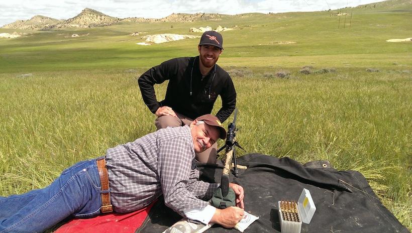 Colby kendell with prospective customer at huskemaw challenge 2014