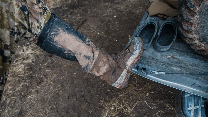 Gaiters while hunting in muddy conditions