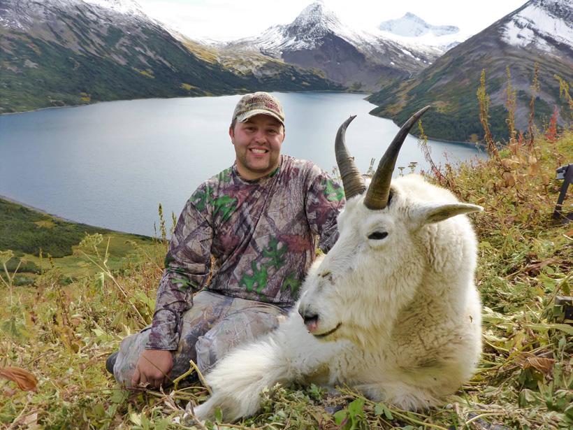 Tyler lisonbee with his british columbia mountain goat side view 2