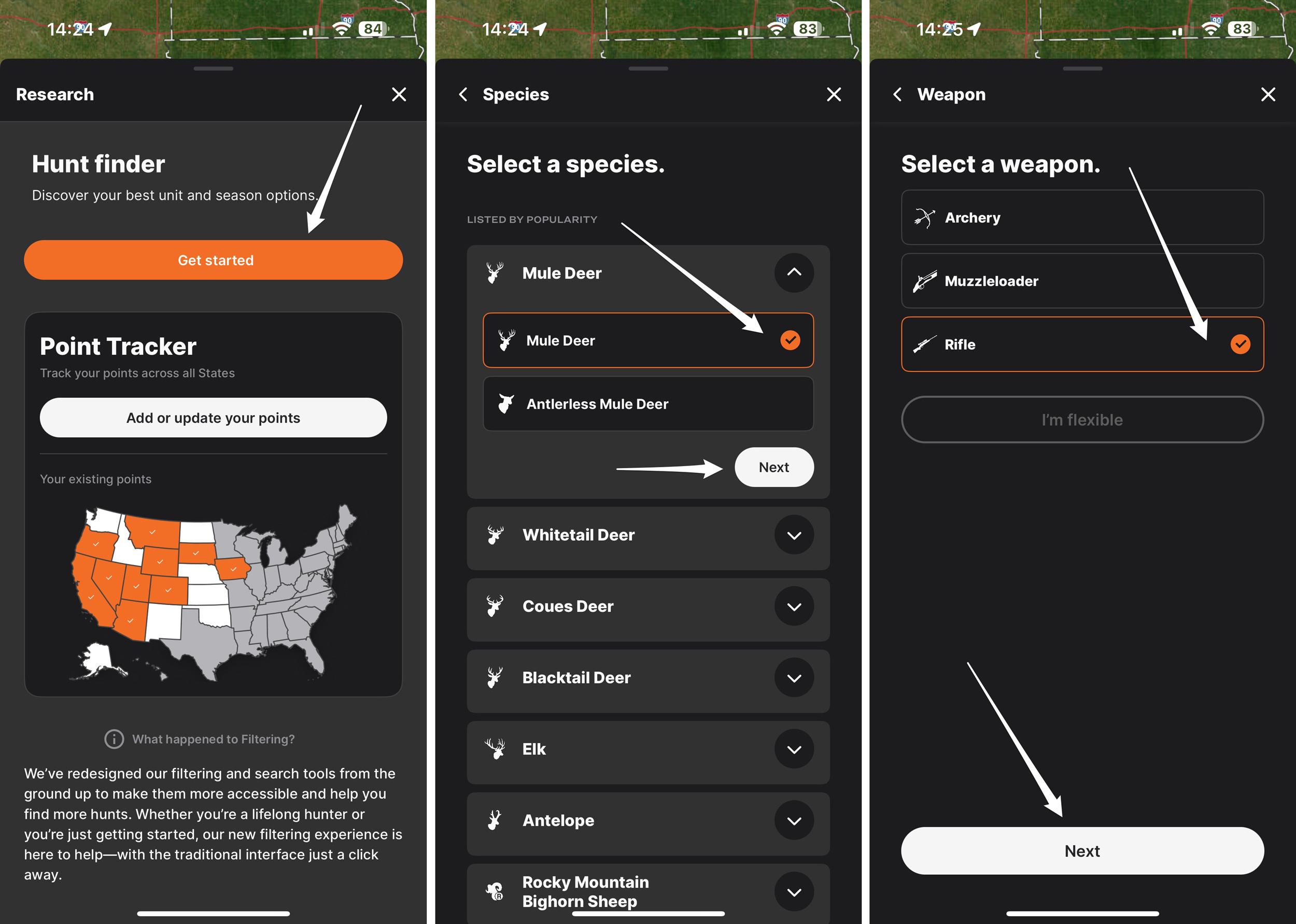 Using the GOHUNT mobile app and researching hunting opportunities