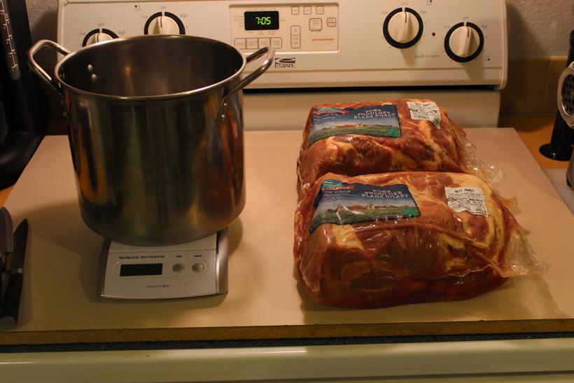 6 weighing out pork meat