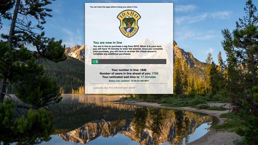 Waiting room virtual queue for idaho tags