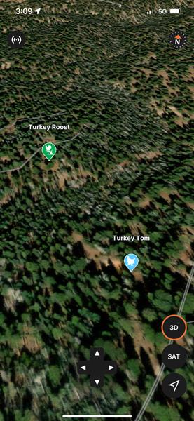 Checking out turkey spots in 3d on gohunt maps