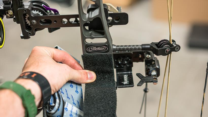Mocking up velcro tape on mathews bow