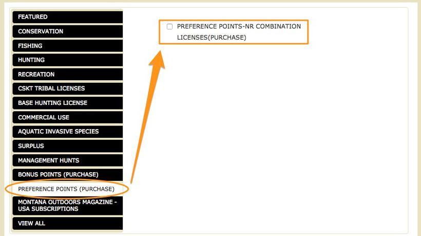 Montana preference point purchase for nonresident general tags