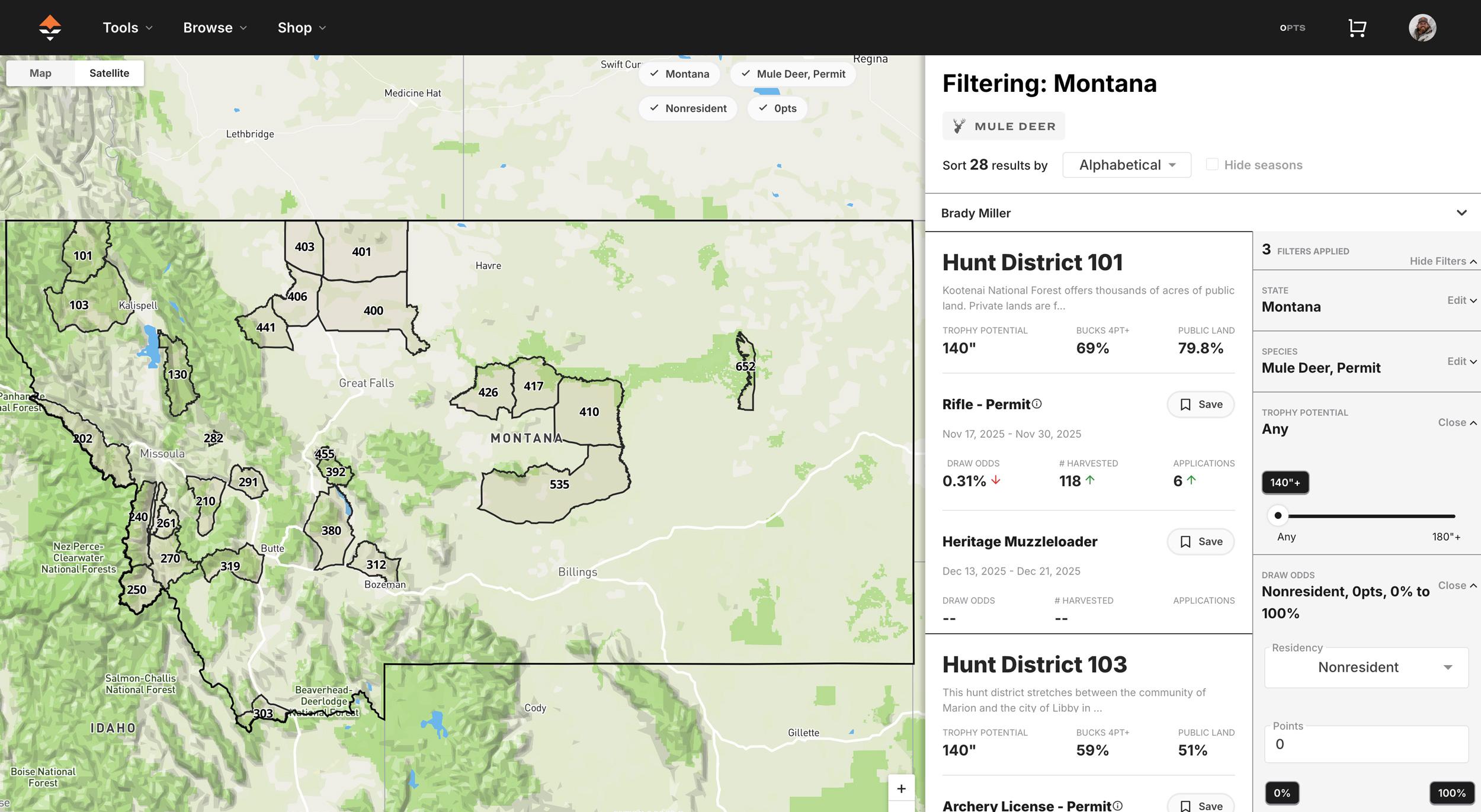 Montana permit mule deer hunting districts