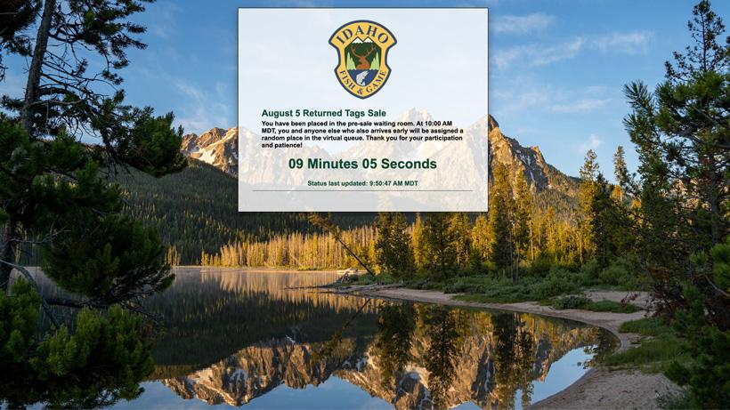 Information on Idaho's 2022 nonresident OTC general season elk/deer tag sale date - 0d