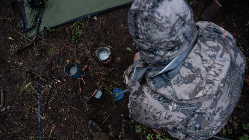 Jetboil eating dinner