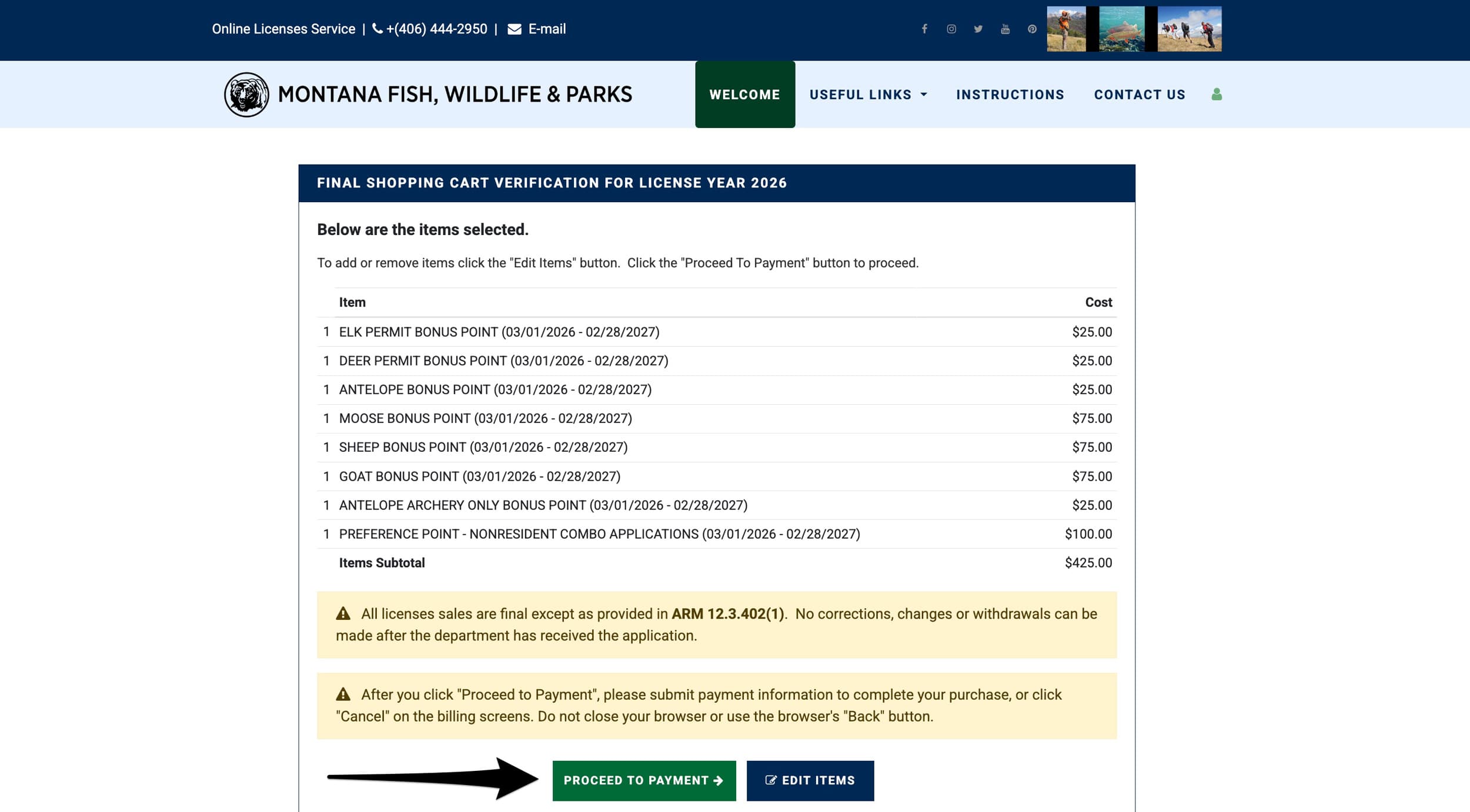 Final Montana bonus point and preference point verification