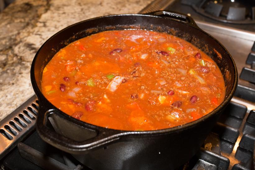 Pot of elk chili