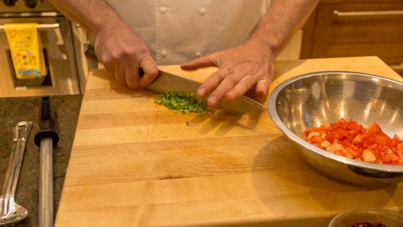 Mincing serrano peppers