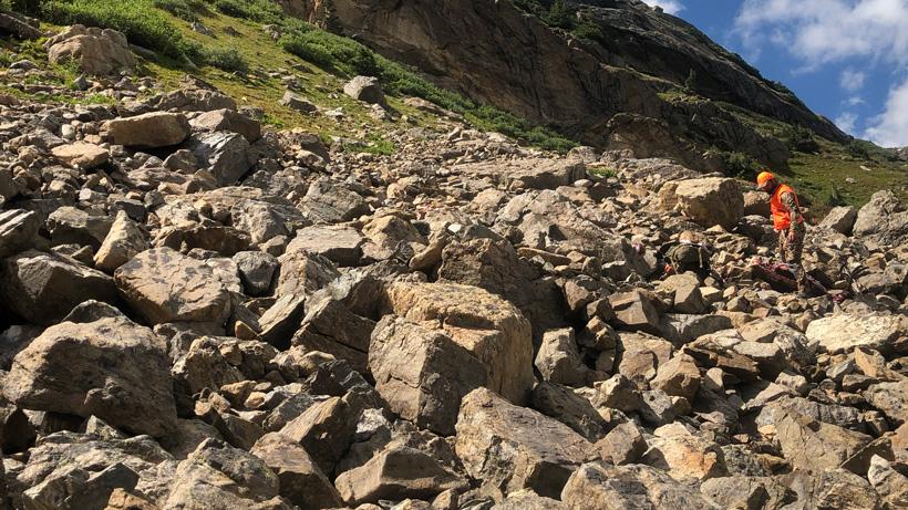 Crossing boulder field