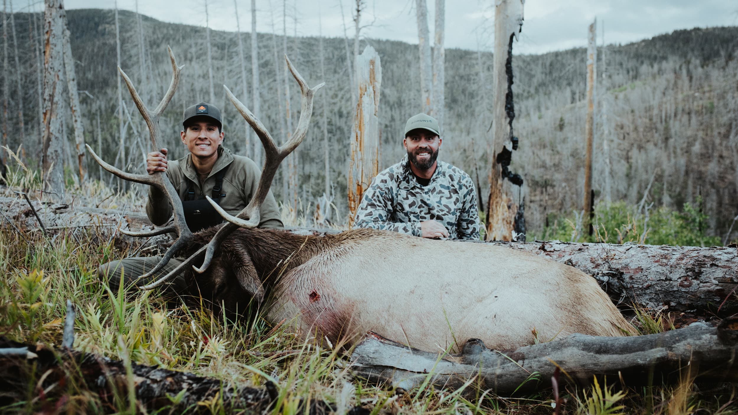 Omar Lopez and Lorenzo Sartini after a successful elk bowhunt