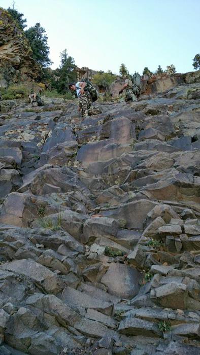 Navigating down the cliffs