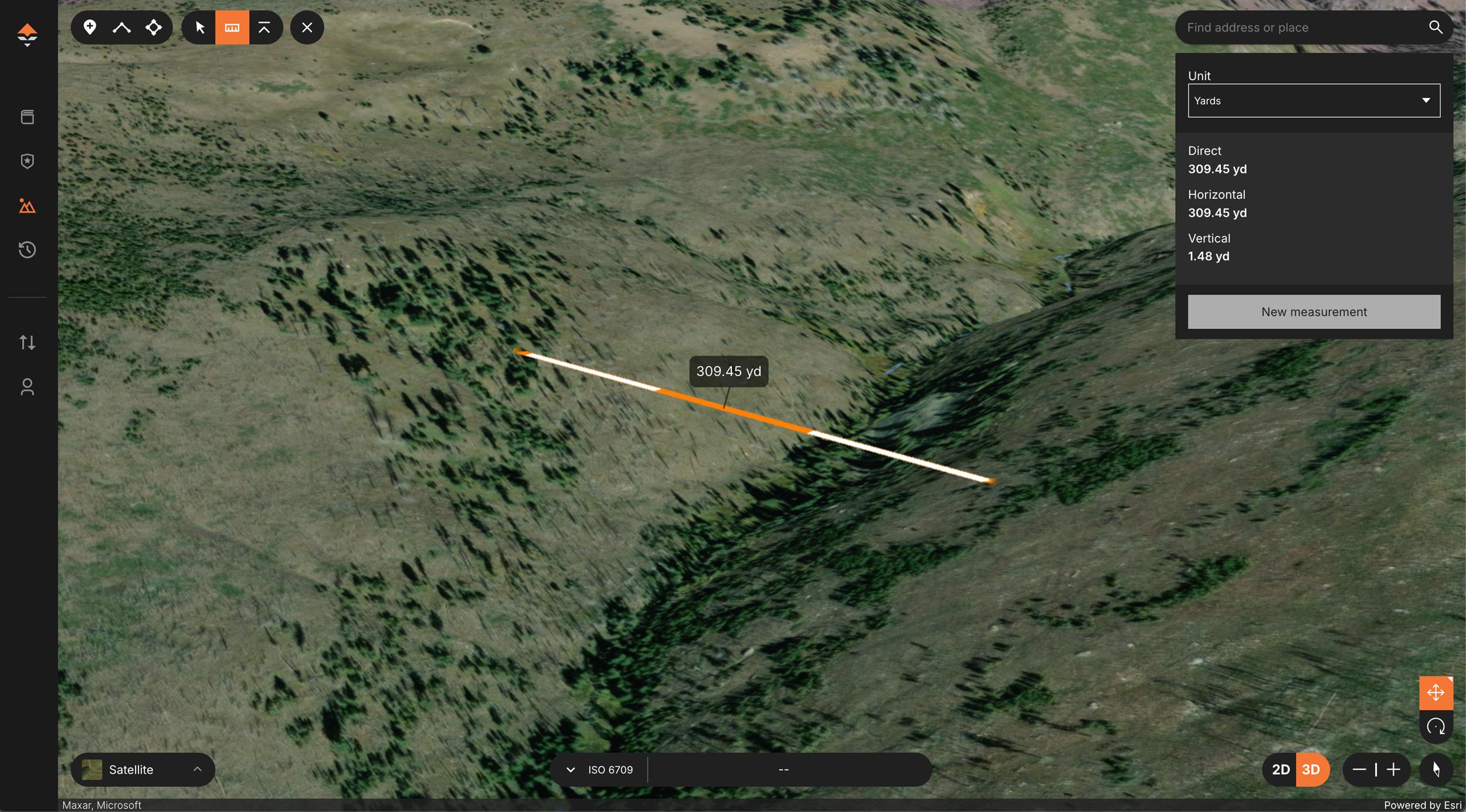 Measurement tool on GOHUNT Maps