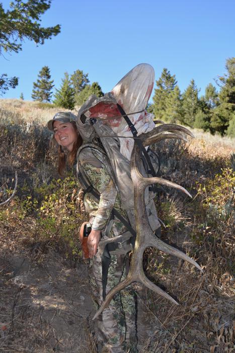 Kim mills packing out her idaho bull elk