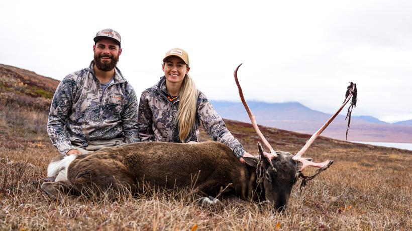 Marcus gores wife with her alaska caribou