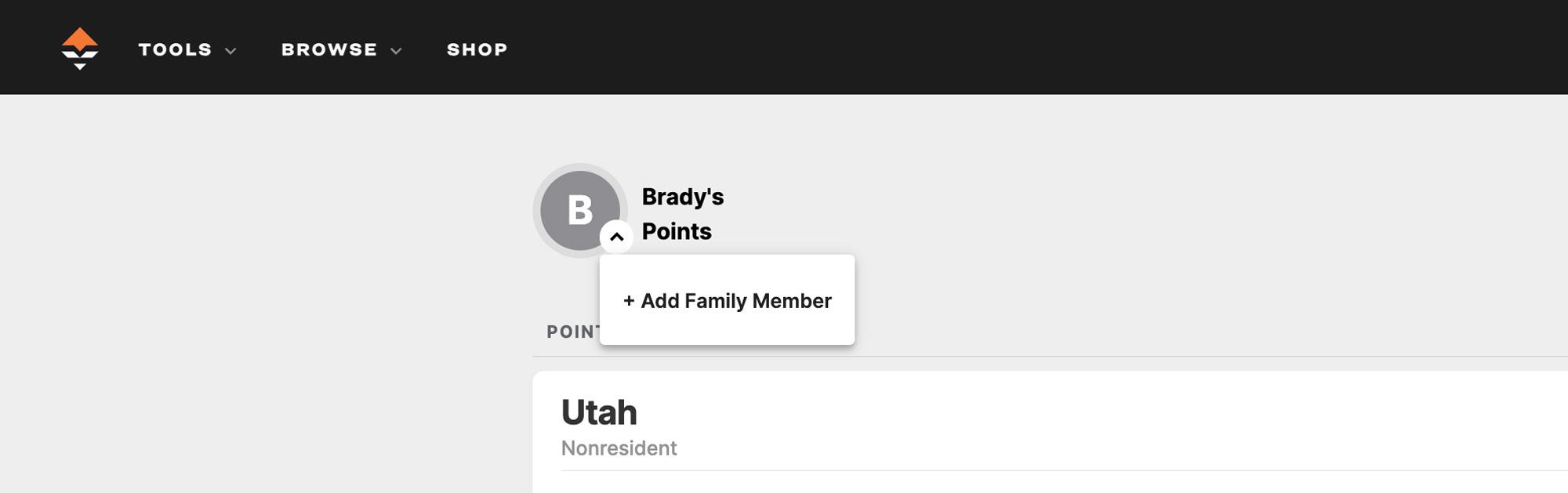 Adding a family member to Point Tracker