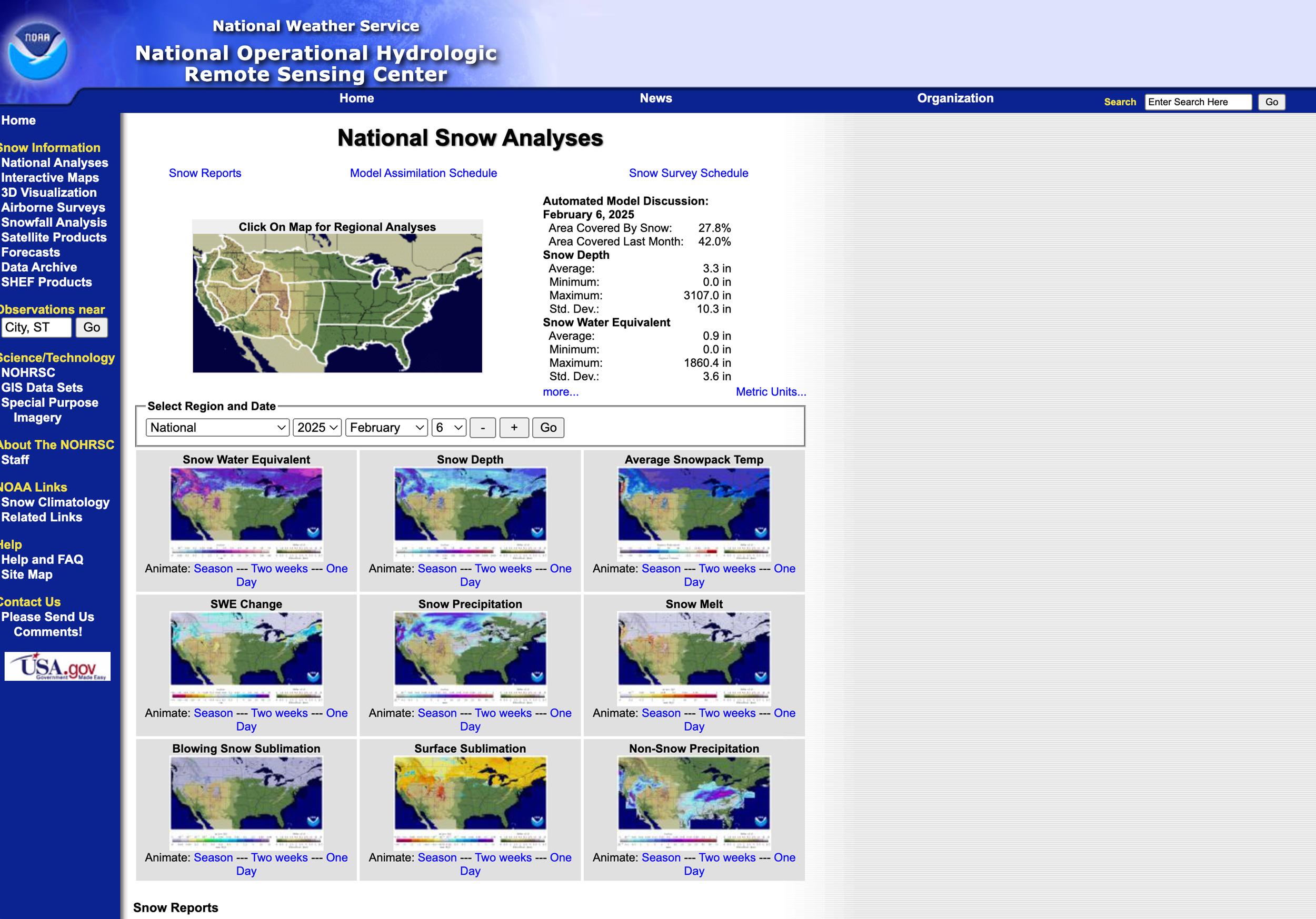 The National Weather Service Snow Analyses maps