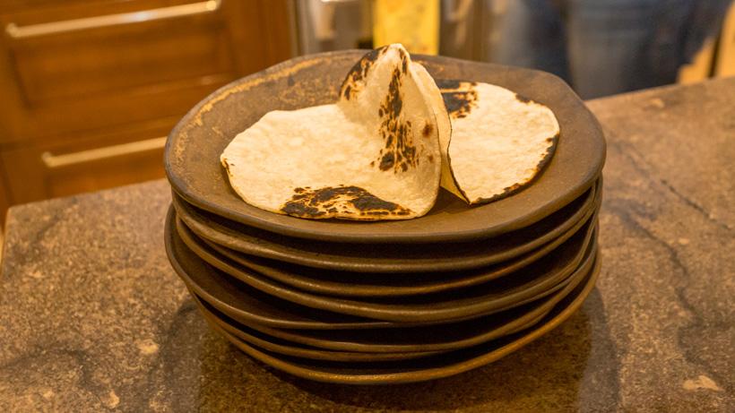Lightly charred tortillas
