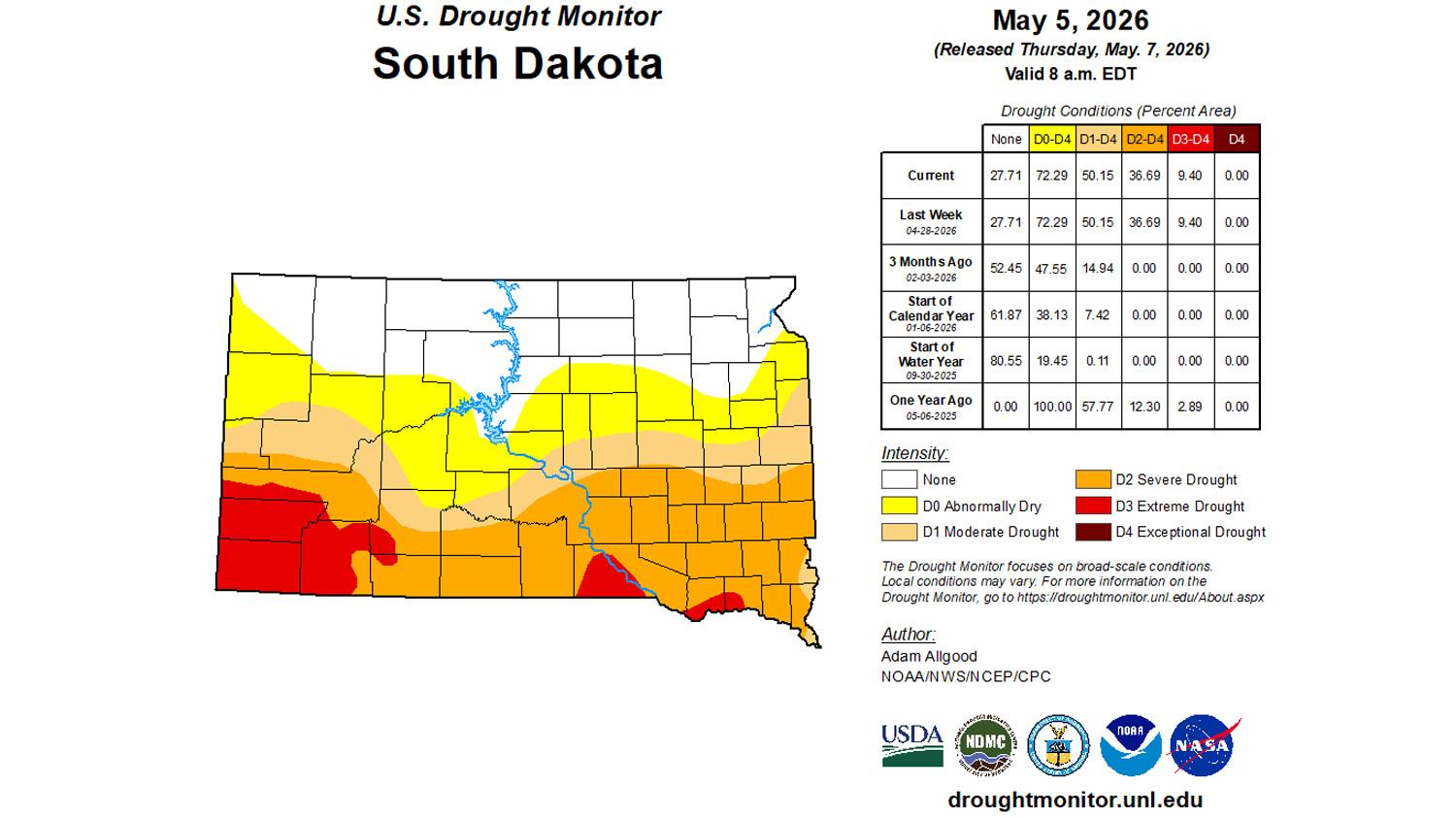 South Dakota May 2026 drought status map