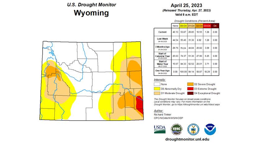 Wyoming april 25 2023 drought status map