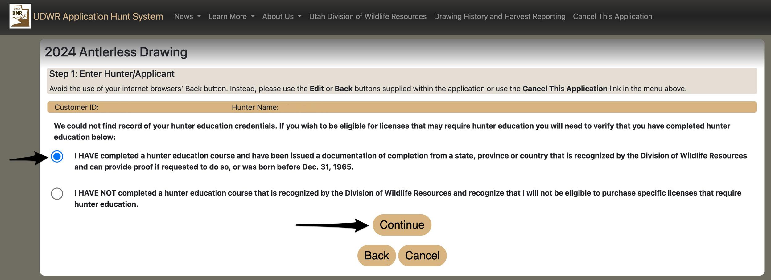 Verify your hunter education course credentials for Utah licensing account