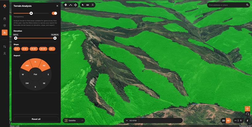 Using gohunt maps terrain analysis tool