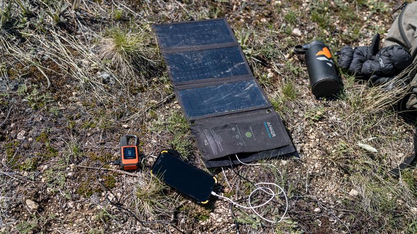 Solar panel on backcountry hunt