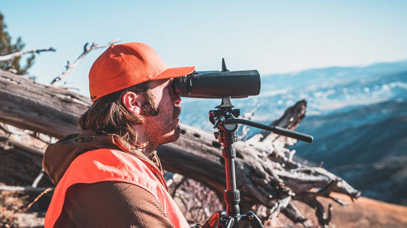 Chris Neville glassing with 15 power Zeiss binoculars