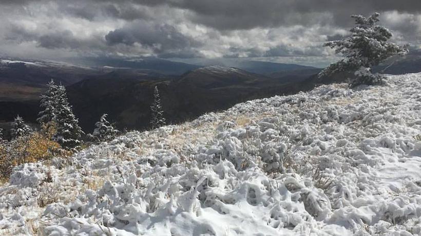 Snow covered mountainside in utah while elk hunting