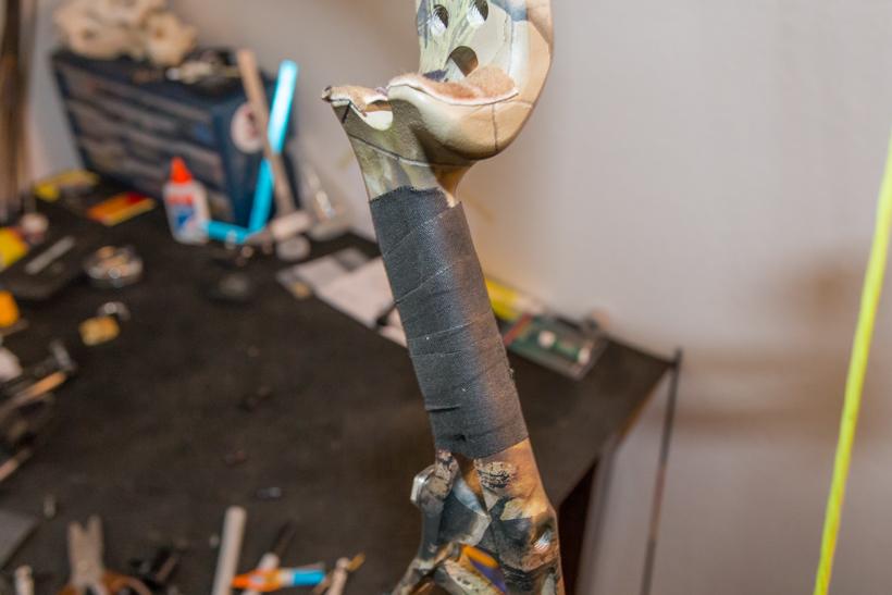 Athletic tape as a bow grip