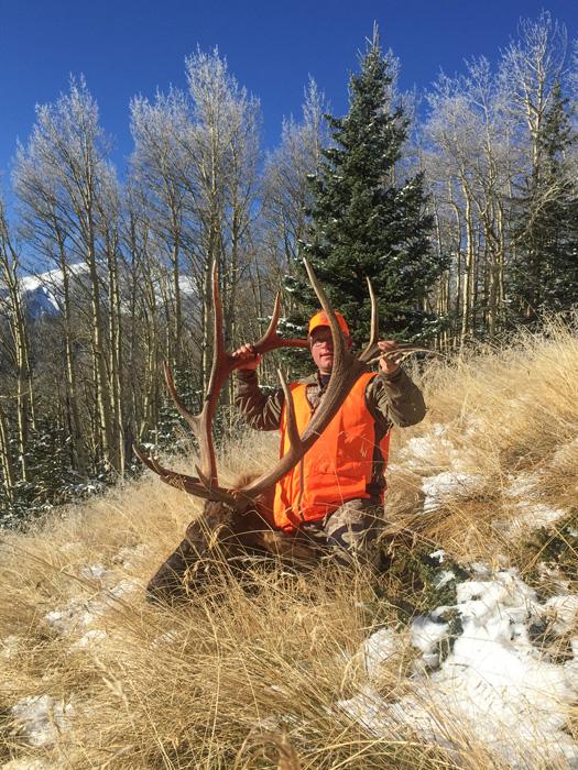 Shey cowan with his 2015 colorado bull elk vertical photo