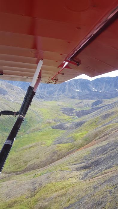Flying by old hunting campsite