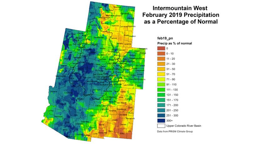 Intermountain west february 2019 precipitation as a percent of normal