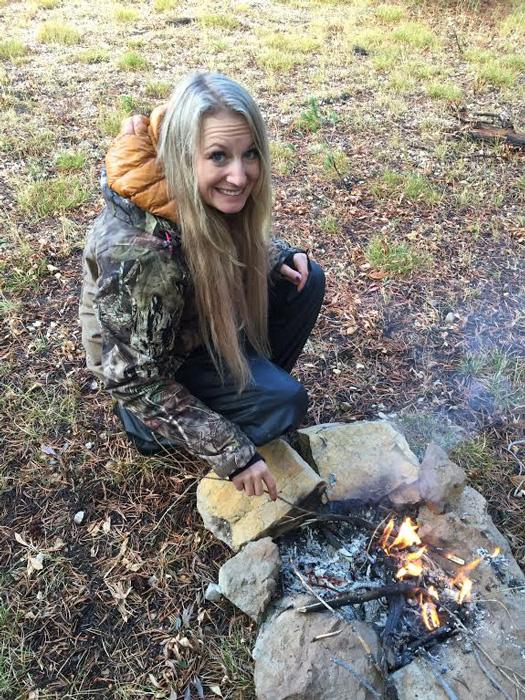 Staying warm near a campfire