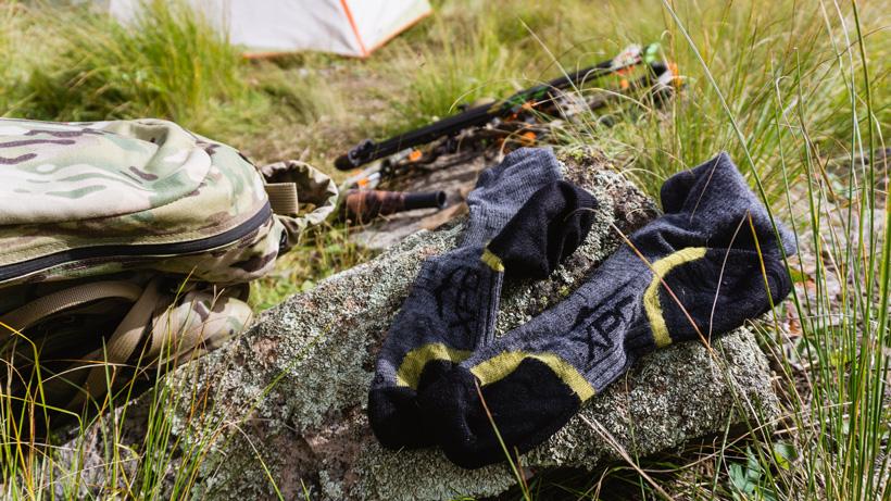 Airing out socks on a backcountry hunt