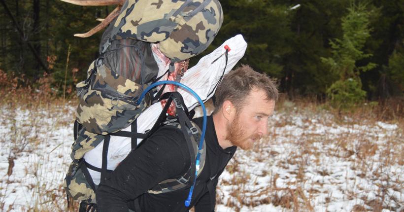 Justin klement with elk meat and rack