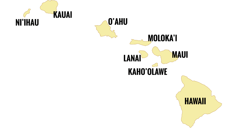All eight of the Hawaiian islands