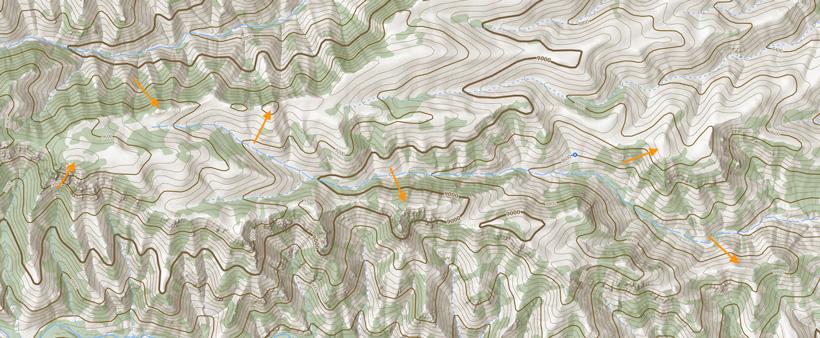 Highlighting areas for possible glassing using gohunt topographic map