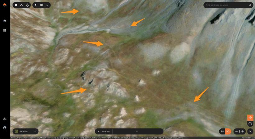 Locating game trails on satellite imagery